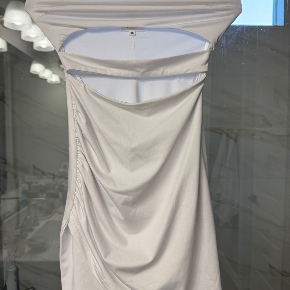 Strapless White Cut-Out Mini Dress